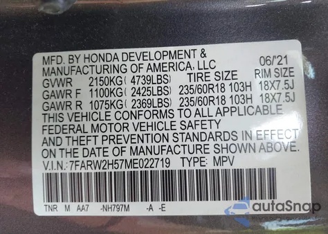 2021 Honda Cr-V Awd Ex z USA, uszkodzony, nr VIN 7FARW2H57ME022719